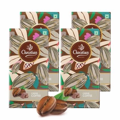 Chocolian Bakers Artisnal Creame Coffee Chocolate Bar | Milk Chocolate | 100% Veg | Pack Of 4 |