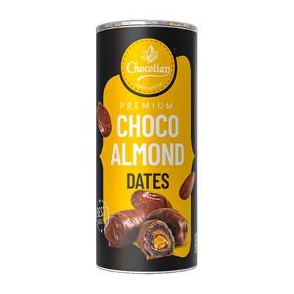 Chocolian Bakers Premium Choco Flavor Coated Almond Dates Dried Fruit Nuts Tin Gift Pack Enhance Test Sweet Crispy Coting