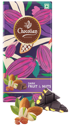 Chocolian Bakers Fruit & Nut Dark Chocolate Bar | 100% Veg | Eggless |