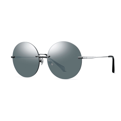 PARIM UV Protected Women's Oversized Round Rimless Sunglasses Frame: Gun Metal Frame, Lenses: Silver Mercury