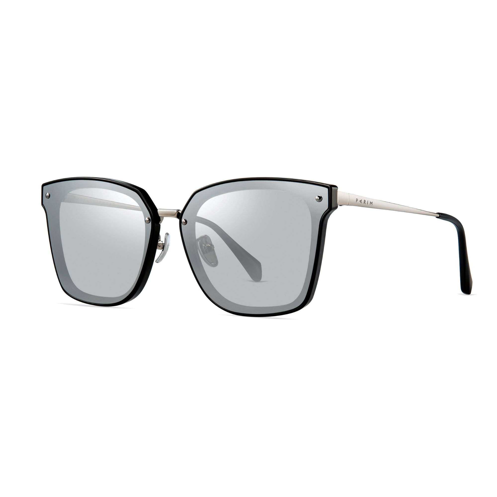 PARIM UV Protected Unisex Flat Lens Sunglasses, Frame: Gun Metal, Lenses: Non-Polarised Silver Mercury