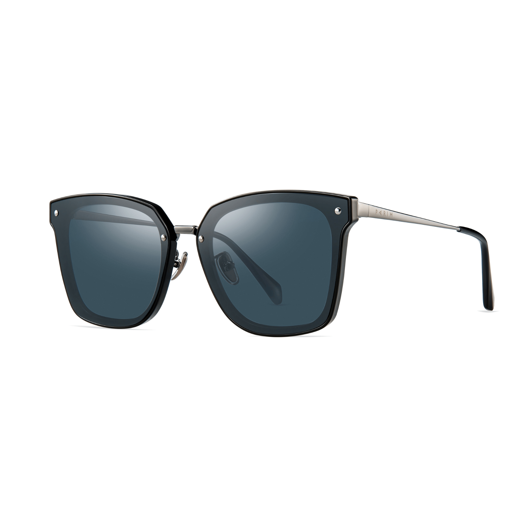 PARIM UV Protected Unisex Flat Lens Sunglasses, Frame: Gun Metal, Lenses: Non-Polarised Dark Grey