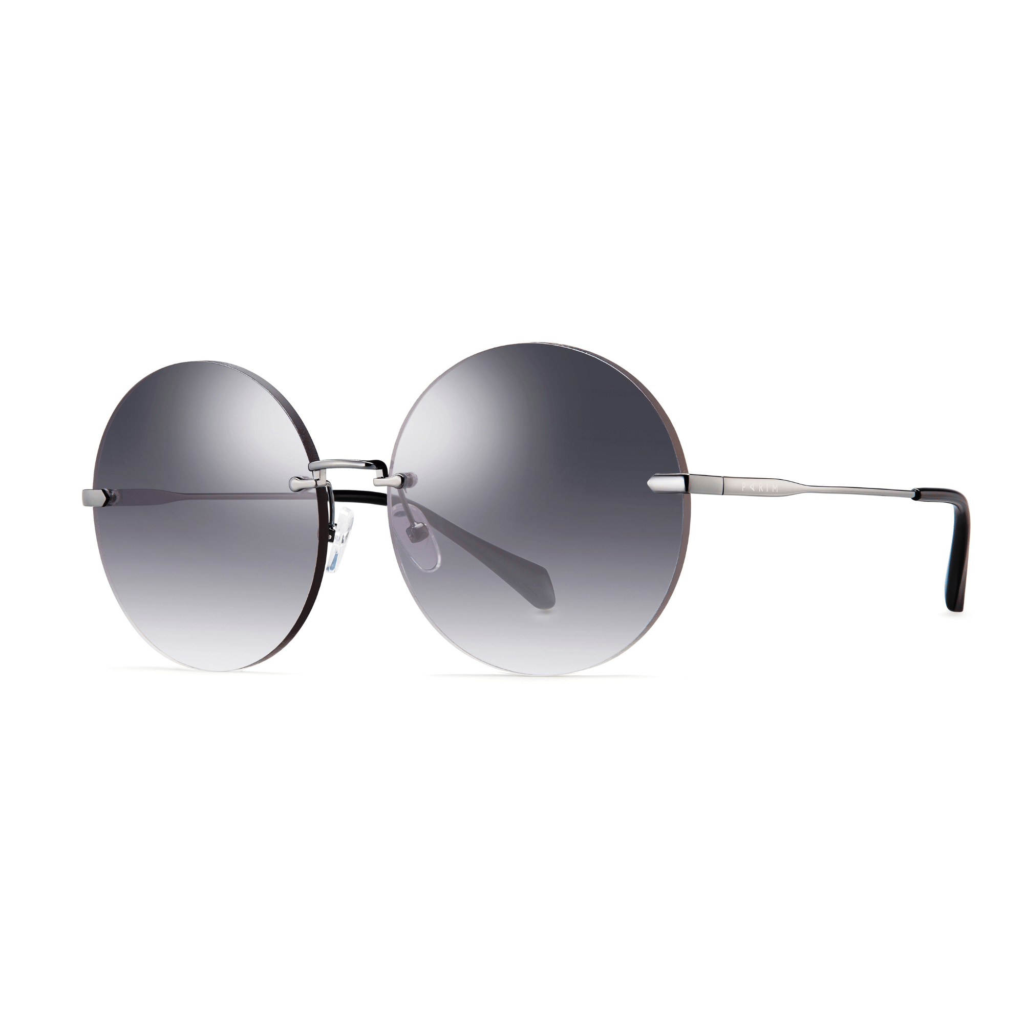 PARIM UV Protected Women's Oversized Round Rimless Sunglasses Frame: Gun Metal Frame, Lenses: Grey Gradient