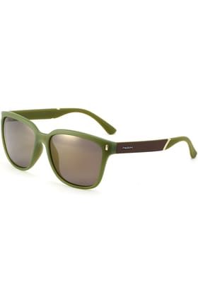 PARIM Polarized Unisex  Rectangular Sunglasses Green::Brown Frame / Golden Lenses | SKU 1291 G1