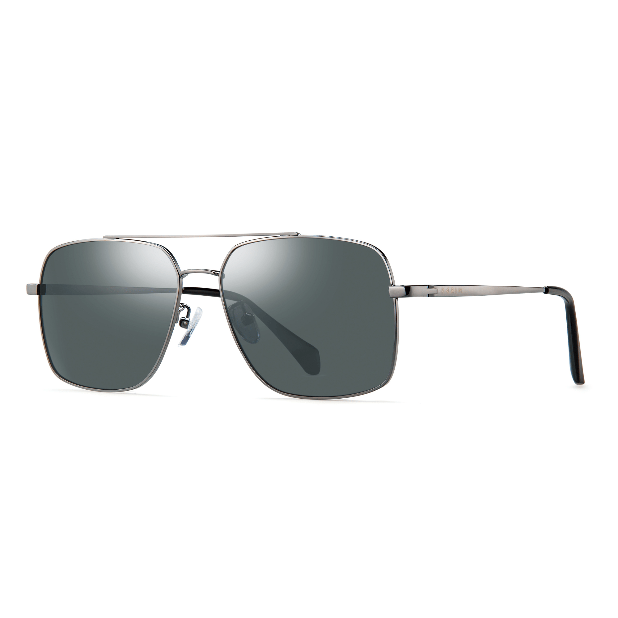 PARIM Polarized & UV Protected Men's Rectangular Sunglasses, Frame: Silver, Lenses: Polarised Grey