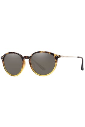 PARIM Polarized Unisex  Round Sunglasses Brown::Golden Frame / Brown Lenses | SKU 1285 T1