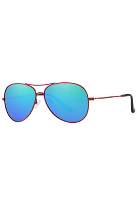 PARIM Polarized Unisex  Aviator Sunglasses Red Frame / Blue Lenses | SKU 1283 R1