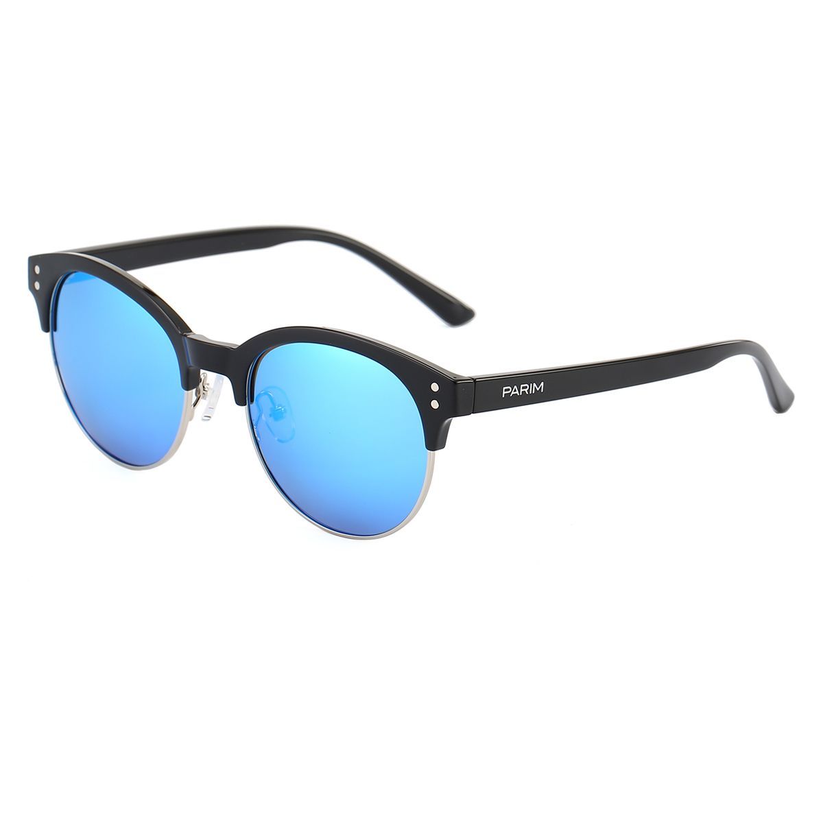 PARIM Polarized Unisex  Clubmaster Sunglasses Black Frame / Blue Lenses | SKU 12008 B1