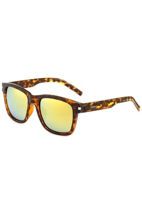 PARIM Polarized Men's Wayfarer::Rectangular Sunglasses Brown Frame / Golden Lenses | SKU 12014 T1