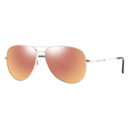 PARIM Polarized Unisex  Aviator Sunglasses Golden::White Frame / Golden Lenses | SKU 12004 K1