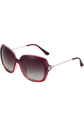 PARIM Polarized Women's Over-sized Sunglasses Violet::Silver Frame / Violet Lenses | SKU 1189 V1