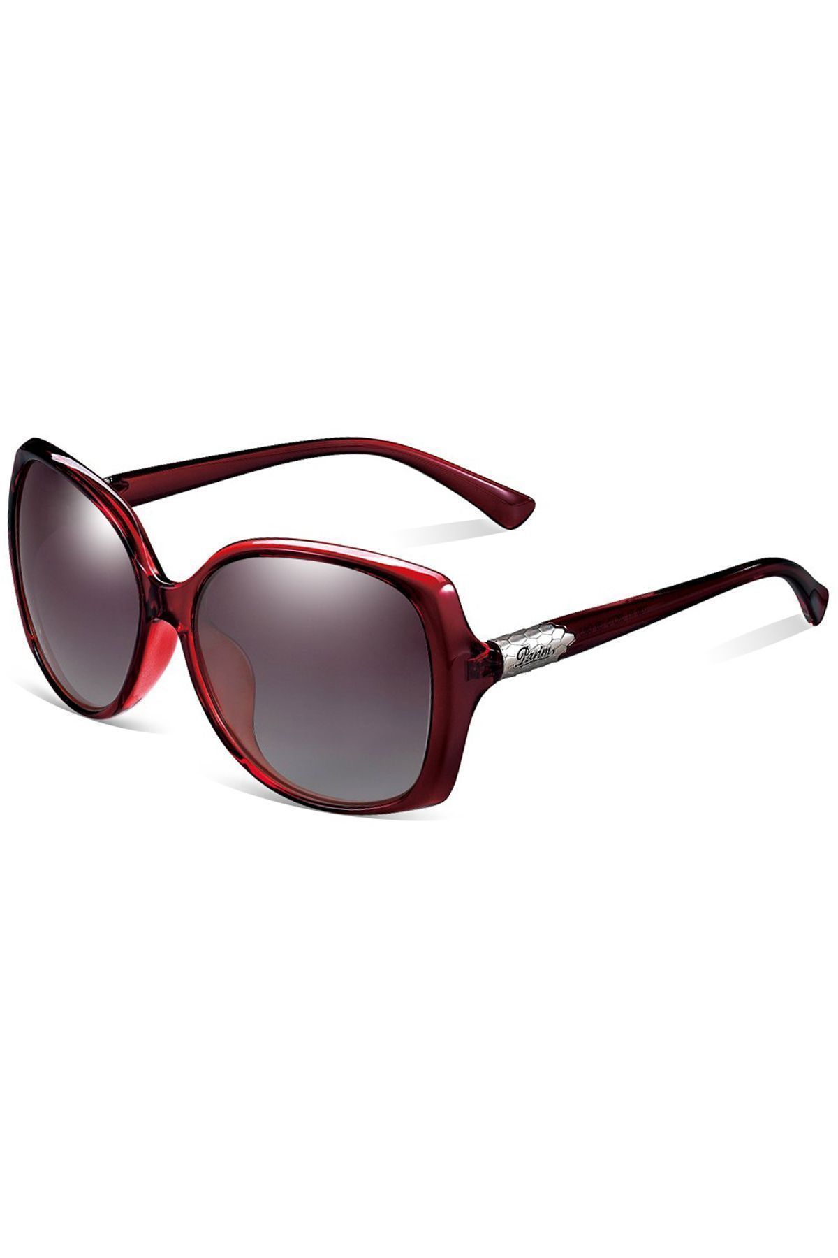 PARIM Polarized Women's Rectangular Sunglasses Red Frame / Brown Lenses | SKU 1190 R1