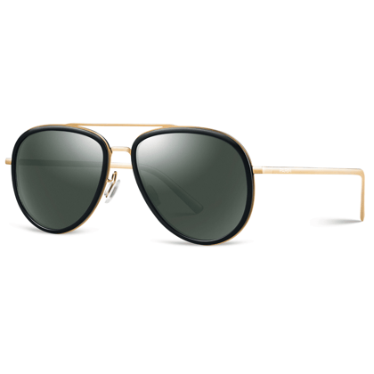 PARIM Polarized Unisex  Aviator Sunglasses Golden::Silver Frame / Green Lenses | SKU 11047 B2