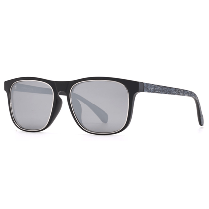 PARIM Polarized Unisex  Rectangular Sunglasses Black Frame / Silver::Grey Lenses | SKU 11046 B2