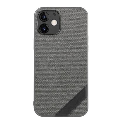 Memumi Boxian Series Canvas/Leather Classic Back Cover for Apple iPhone 12 Mini - Grey (5.4")