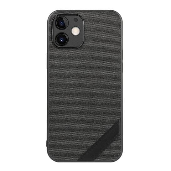 Memumi Boxian Series Canvas/Leather Classic Back Cover for Apple iPhone 12 Mini - Black (5.4")