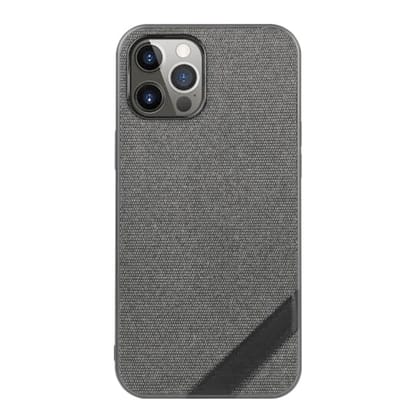 Memumi Boxian Series Canvas/Leather Classic Back Cover for Apple iPhone 12/12 Pro - Grey (6.1")