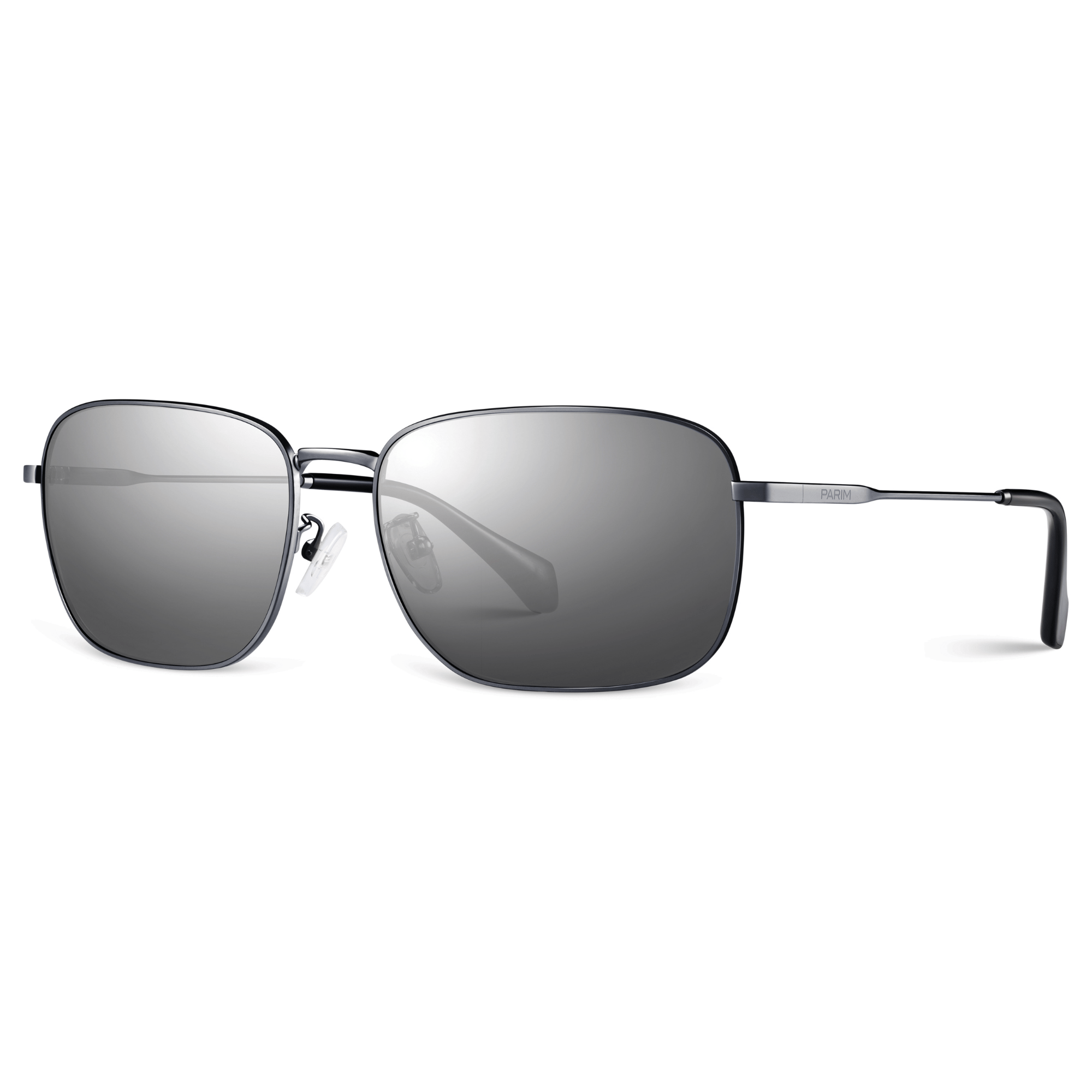 PARIM Polarized Men's Rectangular Sunglasses Grey Frame / Silver::Grey Lenses | SKU 11027 G1