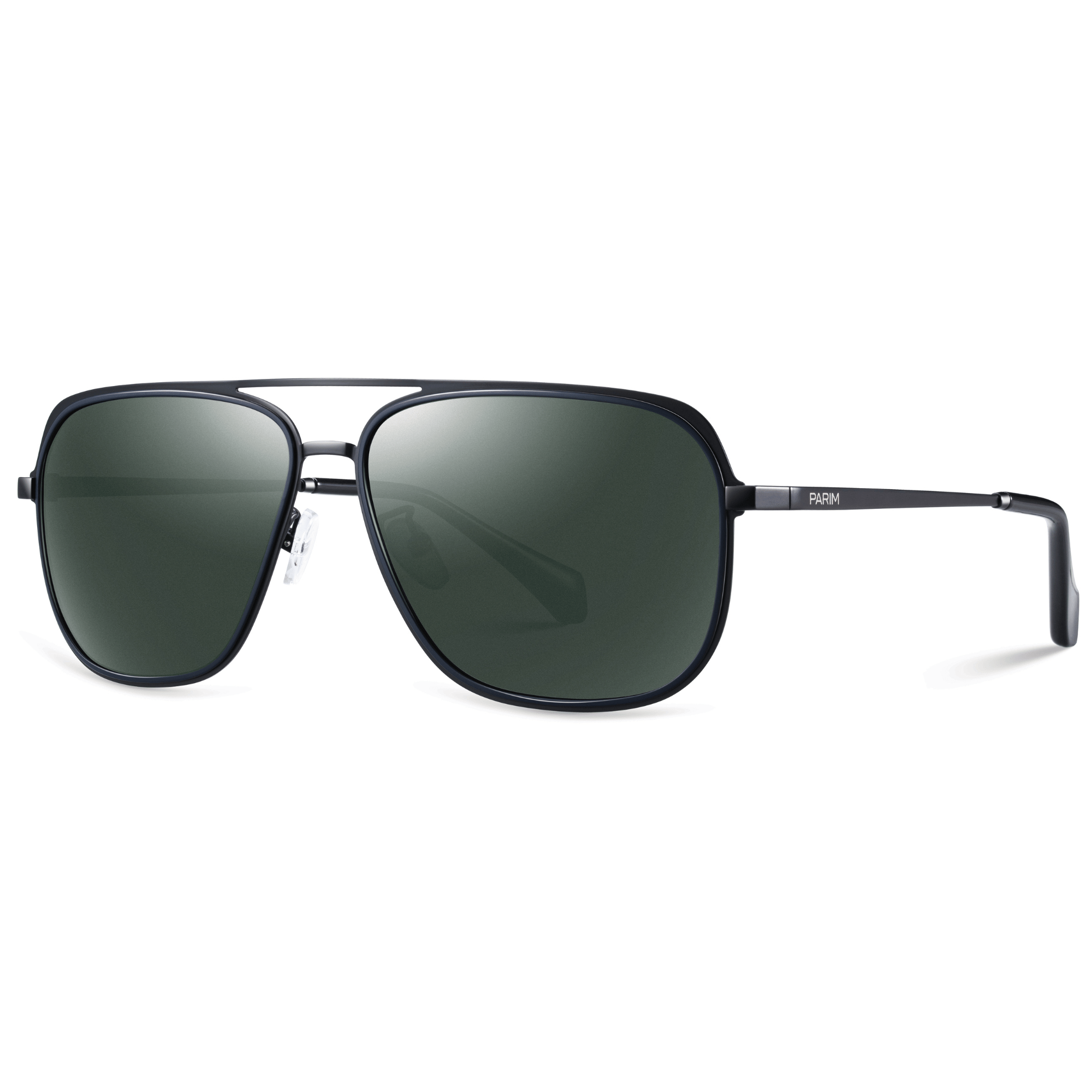 PARIM Polarized Men's Aviator Sunglasses Black::Blue Frame / Green Lenses | SKU 11025 C1