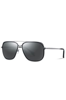 PARIM Polarized Men's Aviator Sunglasses Silver::Black Frame / Grey Lenses | SKU 11025 B1