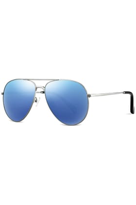 PARIM Polarized Men's Aviator Sunglasses Silver Frame / Blue::Silver Lenses | SKU 11022 N1