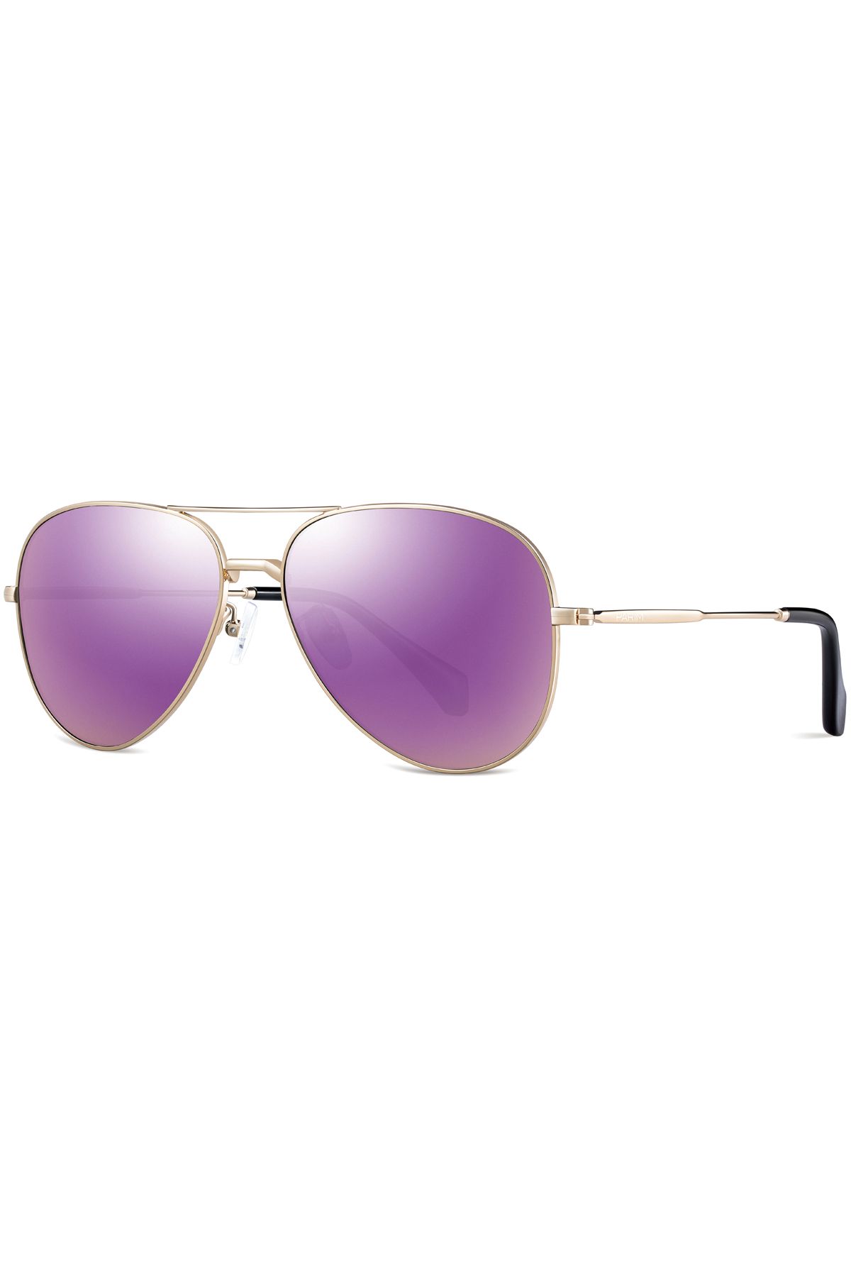 PARIM Polarized Men's Aviator Sunglasses Golden Frame / Violet Lenses | SKU 11020 K2