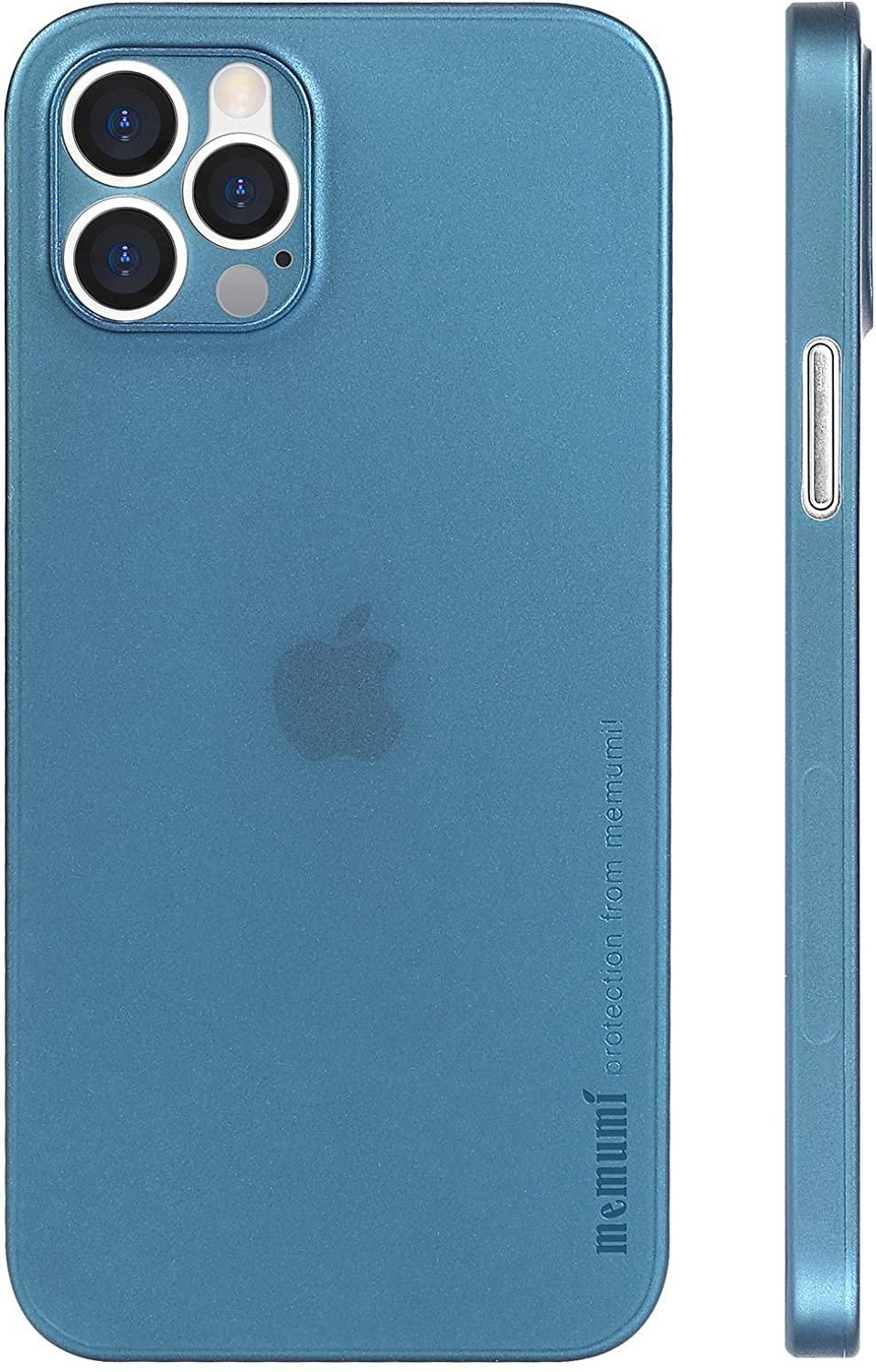 Memumi Slim Series Ultra Thin 0.3mm Back Cover for Apple iPhone 12 Pro Max - Metallic Blue (6.7")