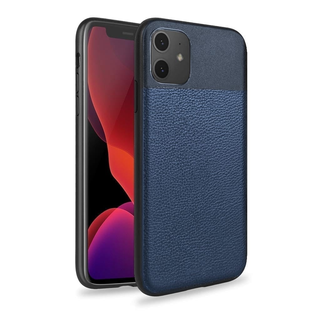 Memumi Brilliant Series Leather Back Cover for Apple iPhone 11 Shockproof - Blue (6.1")