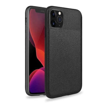 Memumi Brilliant Series Leather  Back Cover for Apple iPhone 11 Pro Shockproof - Black (5.8")