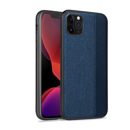 Memumi Premium Series Canvas/Leather  Back Cover for Apple iPhone 11 Pro Shockproof - Blue (5.8")