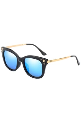 PARIM Polarized Women's Cat-eye Sunglasses Black Frame / Blue Lenses | SKU 11010 B2