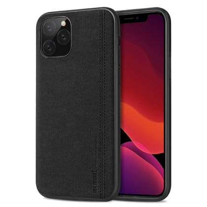 Memumi Wise Series Leather Back Cover for Apple iPhone 11 Pro Silicone Gel, Shockproof-Black (5.8")