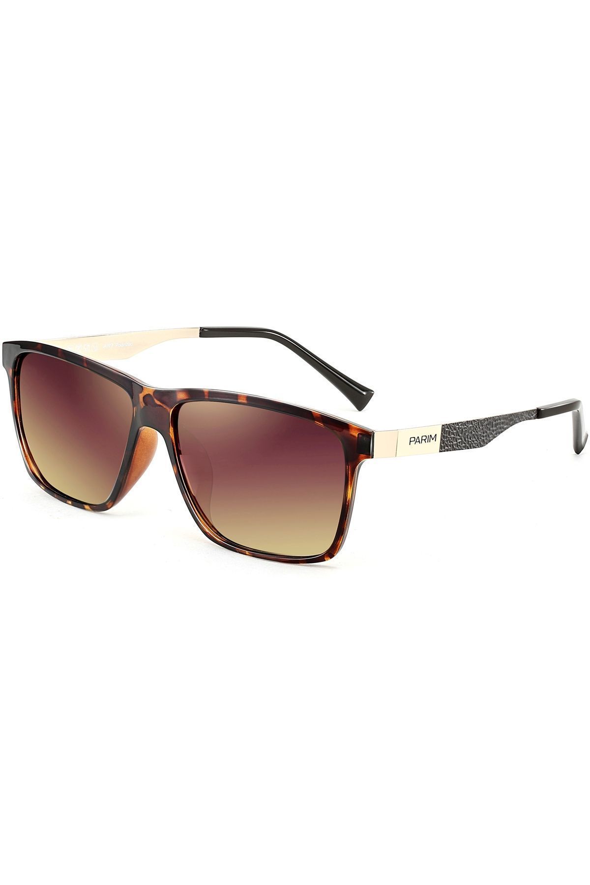 PARIM Polarized Unisex  Rectangular::Wayfarer Sunglasses Brown Frame / Brown Lenses | SKU 1023 T1