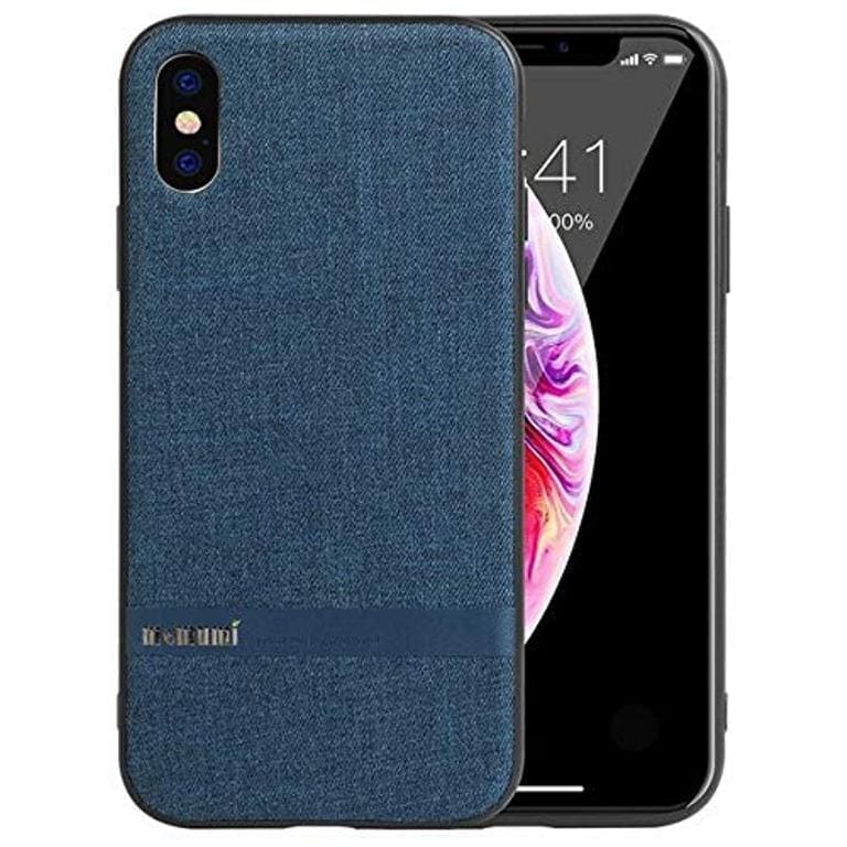 Memumi Official Series Hard Fabric Back Case for Apple iPhone X/Xs PC + TPU + Canvas (Blue) (5.8")