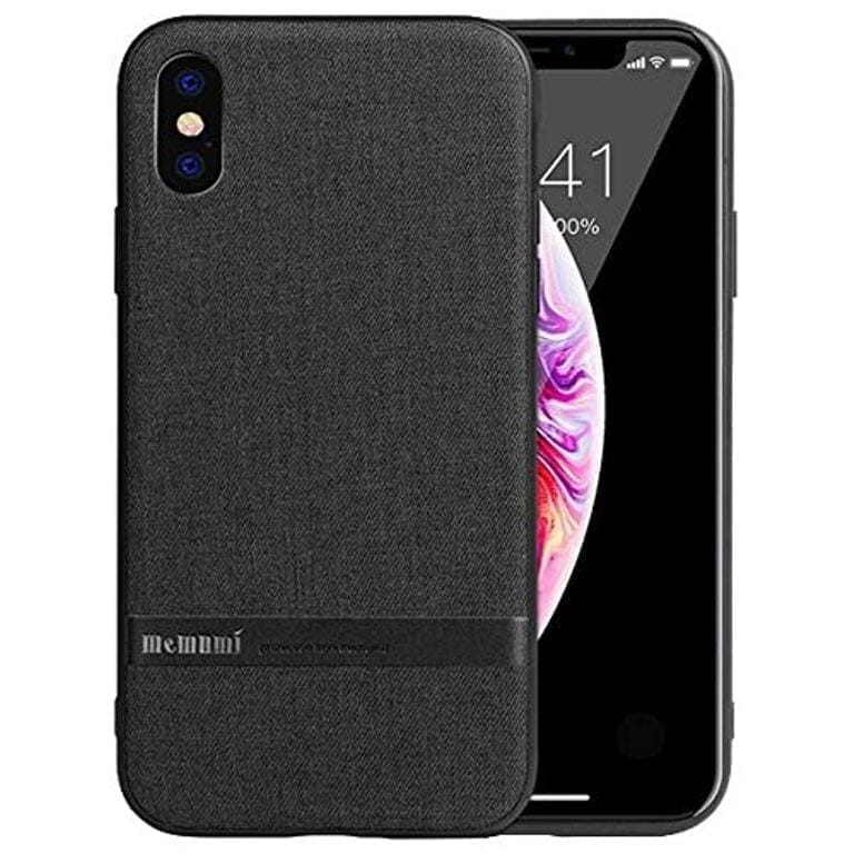 Memumi Official Series Hard Fabric Back Case for Apple iPhone X/Xs PC + TPU + Canvas (Black) (5.8")