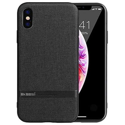 Memumi Official Series Hard Canvas Back Cover for Apple iPhone Xs Max Shockproof - Black (6.5")