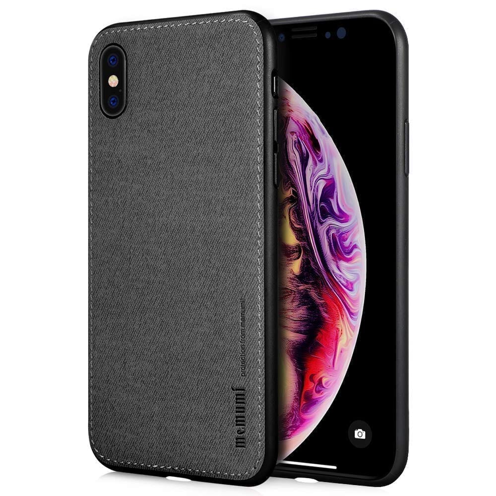 Memumi Fans Series Hard Canvas Back Cover Case for Apple iPhone Xs,  Shockproof - Grey (5.8")