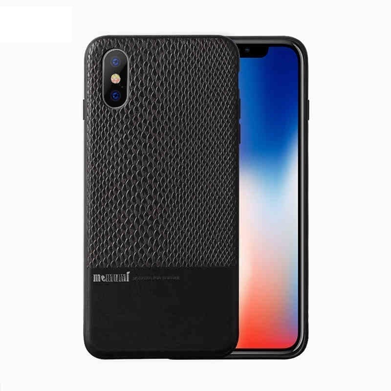 Memumi Heroic Series Back Leather Cover for Apple iPhone X/10 PremiumTPU + PC + PU - Black (5.8")