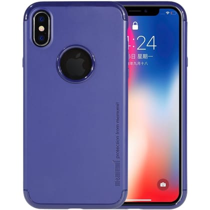 Memumi Wise Series Hybrid Logo Cut Rugged Back Cover for Apple iPhone X /10 0.9 mm Thin-Blue(5.8")