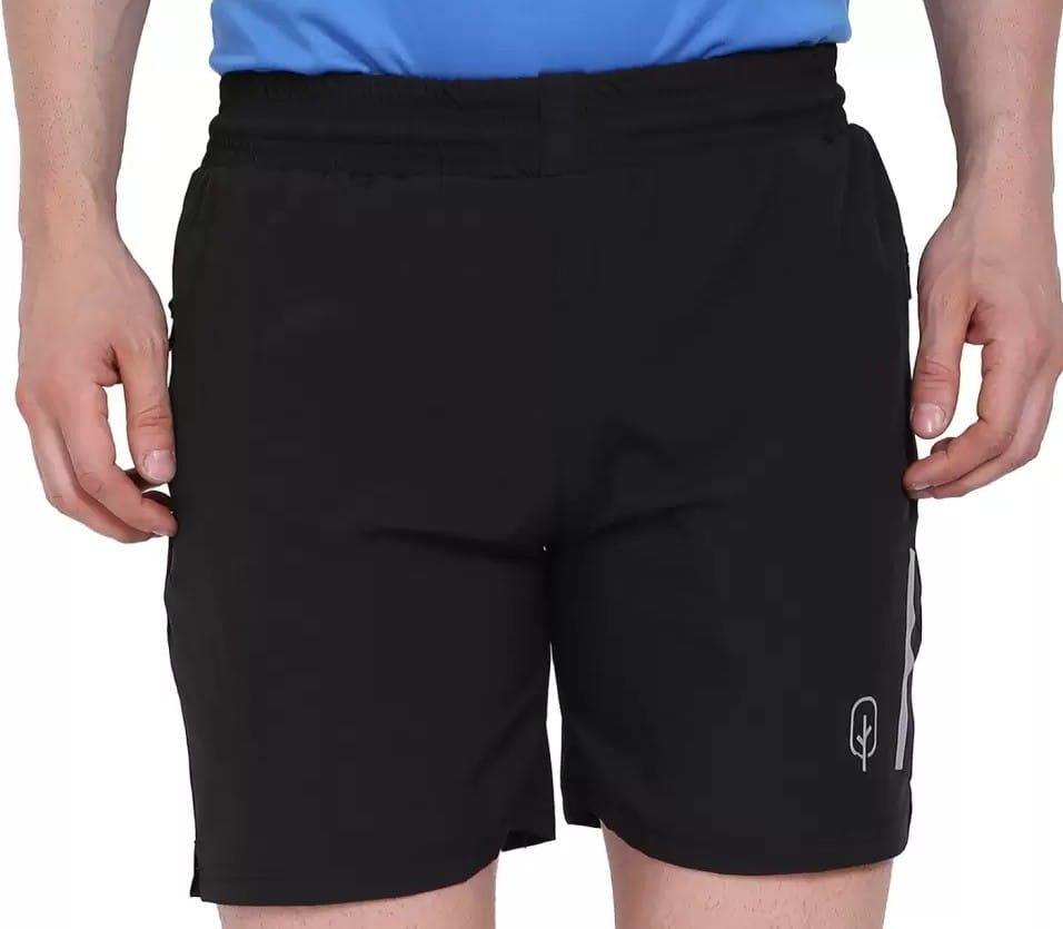 BlueFicus Plain Cotton Lycra Sport Shorts, Regular Fit Double Pocket Shorts for Mens ( Black )