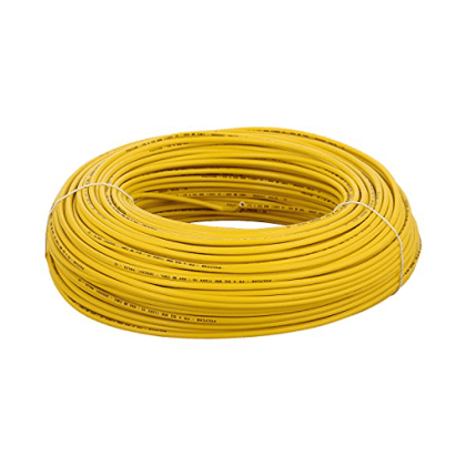 Finolex 4 SQMM SINGLE CORE PVC Insulated  COPPER FLEXIBLE FRLS Cable  YELLOW (100 Meters)