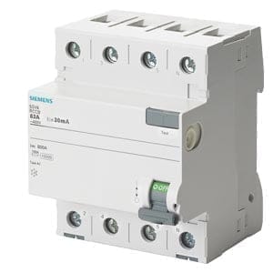 Siemens 5SV44460RC - 63A 100mA 4P 4MW TYPE AC RESIDUAL CURRENT CIRCUIT BREAKER