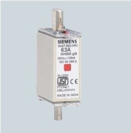 Siemens 3NA78220RC - 63A SIZE 000 500V AC HRC FUSE DIN S/C. CAPACITY 120kA