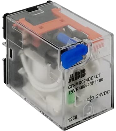 ABB EPR - MX024DC4LT- With LED- with test button- 4 c/o (SPDT)-Rated control supply voltage -24 V DC