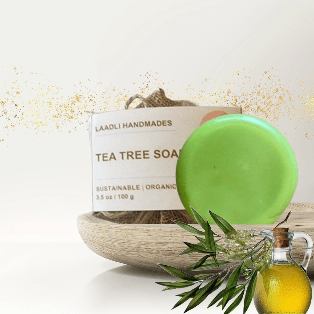 Tea Tree soap | 100% Handmade Organic Natural Soap | 85 gm | Tea tree | Enrich with Vitamin -E, Aid pimples, Removes unpleasant body oder, Prevent infections