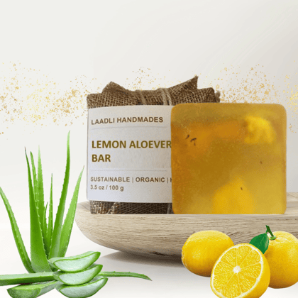 Lemon Aloe Vera bar|100% Handmade Organic Natural Soap| 80 g |Lemon|Detoxifies the skin, Helps in deep cleansing, Instantly hydrates the skin, Enriched with Vitamin C, Gives a radiant & glowing skin