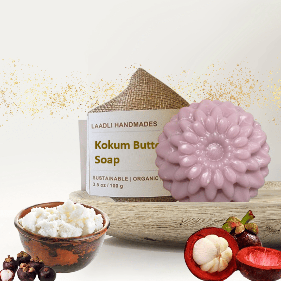 Kokum Butter soap|100% Handmade Organic Natural Soap| 90 g |Flora|Ecellent moisturiser, Soothing burns & Cracked feet, Prevent fissures of the lips