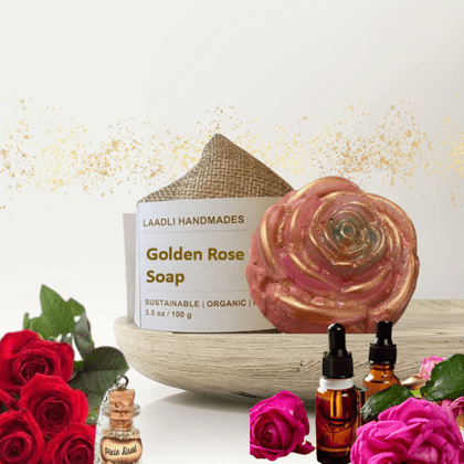 Golden rose soap | 100% Handmade Organic Natural Soap | 70 gm | Rose | Soft & hydrating