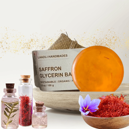 Saffron Glycerin bar | 100% Handmade Organic Natural Soap | 85 gm | Saffron | Remove skin pigmentation, Anti-tanning, Complexion enhancer, Eliminate dead skin cells, Moisterizing