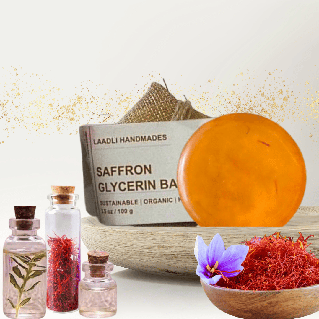 Saffron Glycerin bar | 100% Handmade Organic Natural Soap | 85 gm | Saffron | Remove skin pigmentation, Anti-tanning, Complexion enhancer, Eliminate dead skin cells, Moisterizing